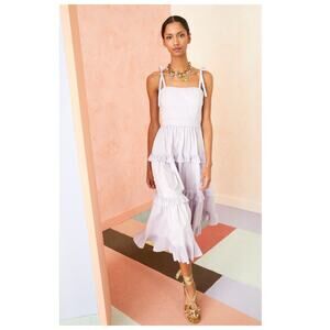 ULLA JOHNSON Lune Tiered Cotton Midi Dress Size 4